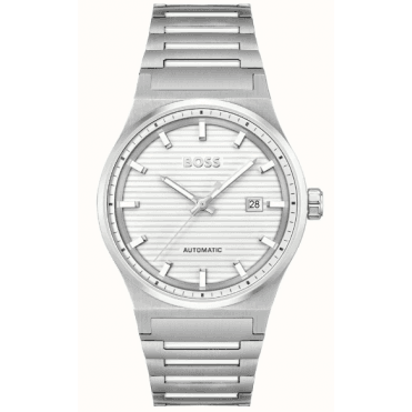 Mens CANDOR AUTOMATIC Round White Date Dial Stainless Steel Bracelet Watch 15144186
