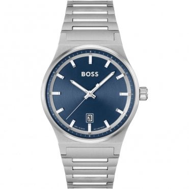 Mens CANDOR Round Blue Date Dial Stainless Steel Bracelet Watch 1514076