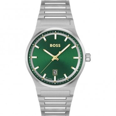 Mens CANDOR Round Green Date Dial Stainless Steel Bracelet Watch 1514079