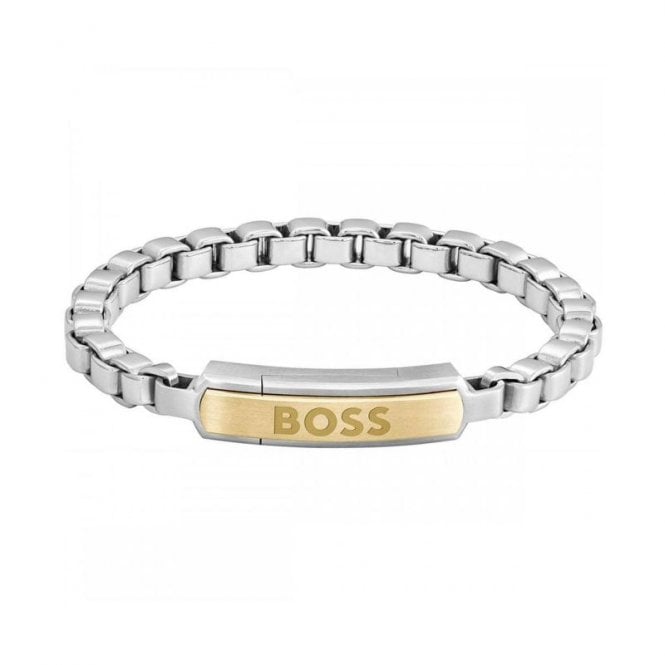 Boss Mens DEVON Two Colour Steel And Gold Bracelet 1580597M
