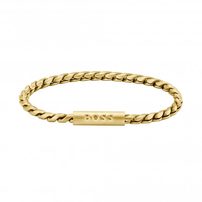 Boss Mens Doran Brushed Gold Plated Bracelet 1580696