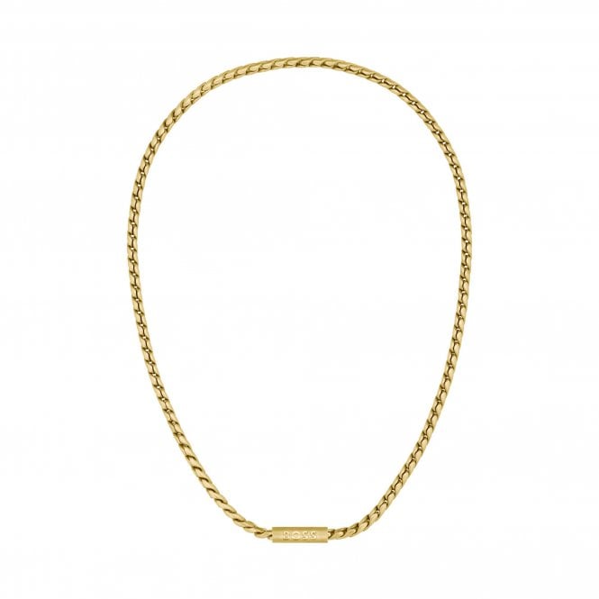 Boss Mens Doran Brushed Gold Plated Necklace 1580694