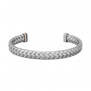 Mens Doran Brushed Stainless Steel Herringbone Cuff Bracelet 1580671