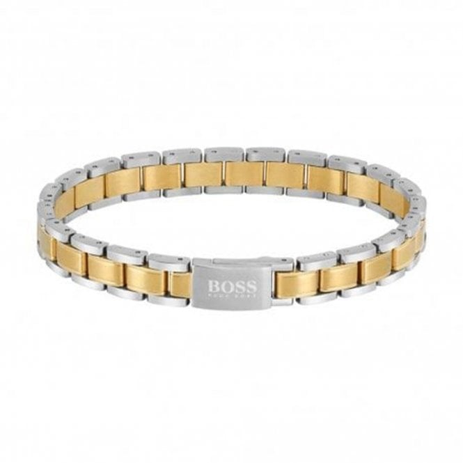 Boss Mens Essential Gold Tone And Steel Bracelet 1580195