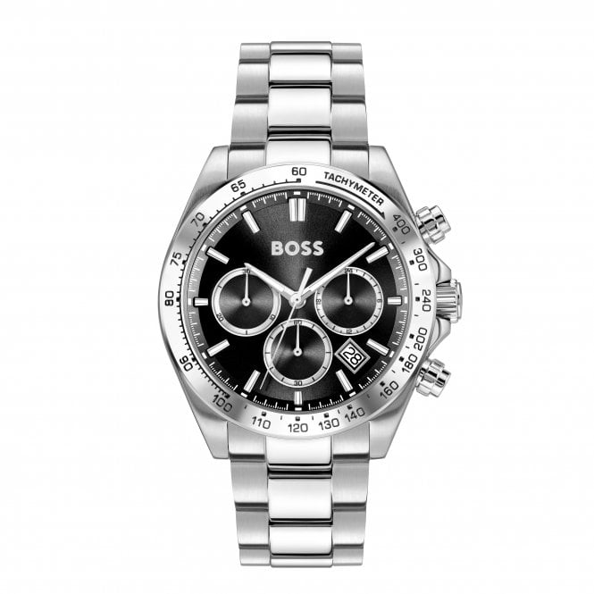 Boss Mens HERO 2.0 Round Black Chronograph Dial Stainless Steel Bracelet Watch 1514267