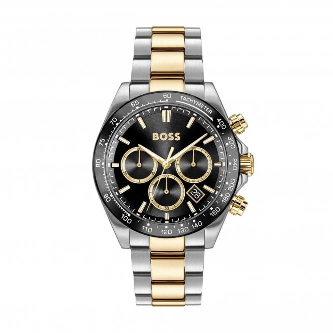 Boss Mens HERO 2.0 Round Black/Gold Chronograph Dial 2 Colour Bracelet Watch 1514269