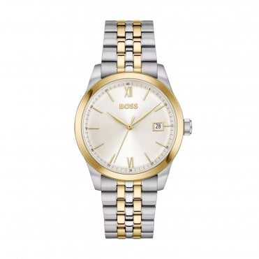 Mens LANGFORD Round Silver Dial Two Tone Bracelet Watch 1514358