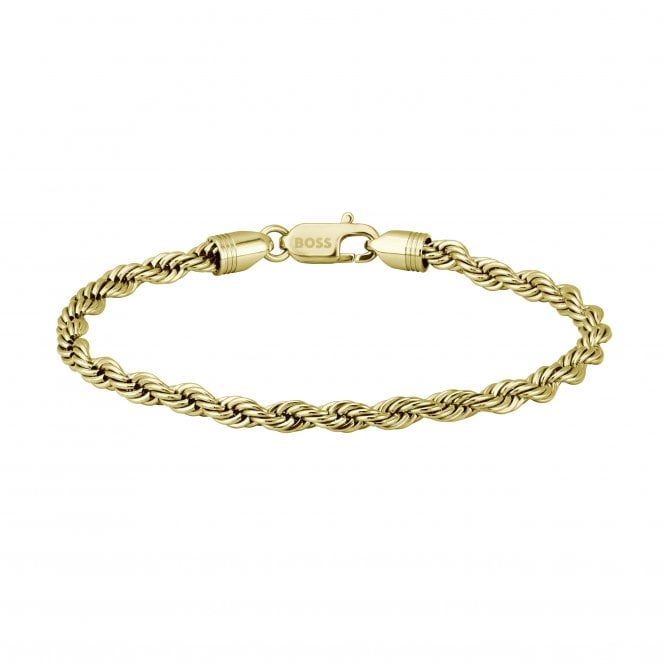 Boss Mens MILES Gold Plated Rope Bracelet 1580810M