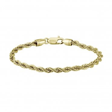 Mens MILES Gold Plated Rope Bracelet 1580810M