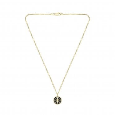 Mens NORTH Gold Plated and Black Compass Pendant & Chain 1580842