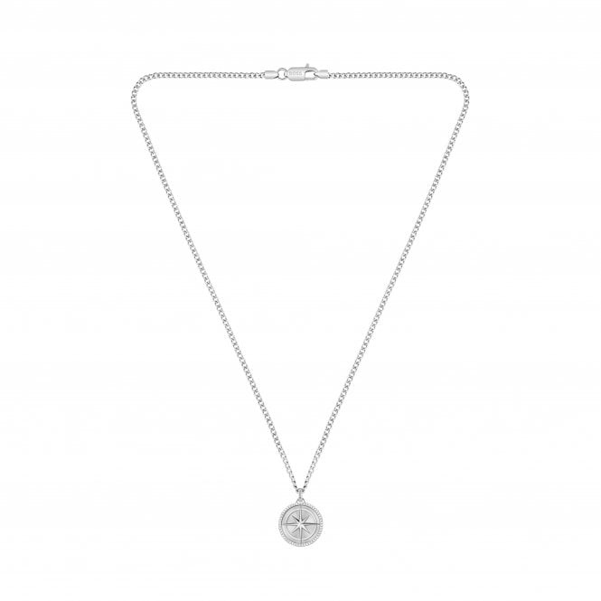Boss Mens NORTH Stainless Steel Compass Pendant & Chain 1580841