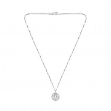 Mens NORTH Stainless Steel Compass Pendant & Chain 1580841