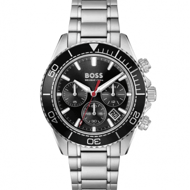 Mens SEALINER Round Black Chronorgraph Date Dial Stainless Steel Bracelet Watch 1514366