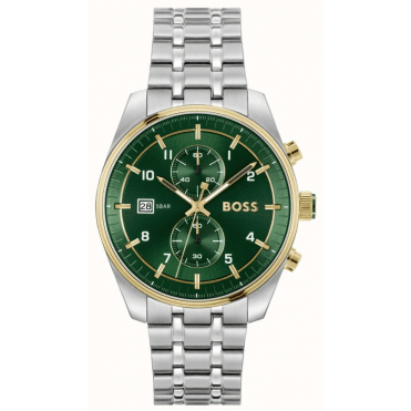 Mens SKYTRAVELLER Round Green Chrono Dial Bracelet Watch 1514195