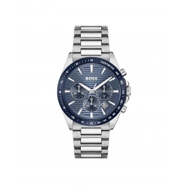 Mens STRIKE CHRONO Round Blue Chronograph Dial Stainless Steel Bracelet Watch 1514240