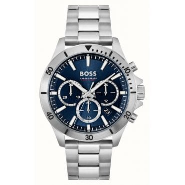 Mens #TROPER Blue Chronograph  Dial Stainless Steel Bracelet Watch 1514069