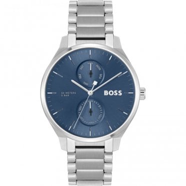 Mens TYLER Round Blue Multi Dial Stainless Steel Bracelet Watch  1514106