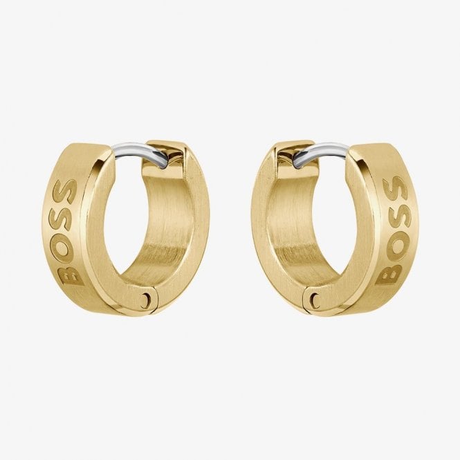 Boss Unisex ODELL Gold Plated Huggie Earrings 1580655
