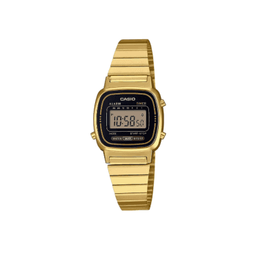 Vintage Black Digital Display Gold Plated Bracelet Watch LA670WEGA-1EF