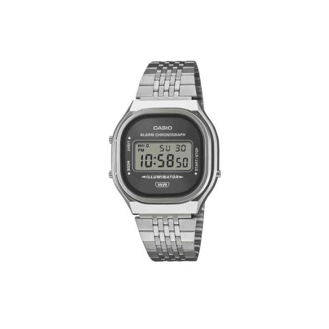 Casio Vintage Black Digital Display Stainless Steel Bracelet Watch A140WE-8AEF