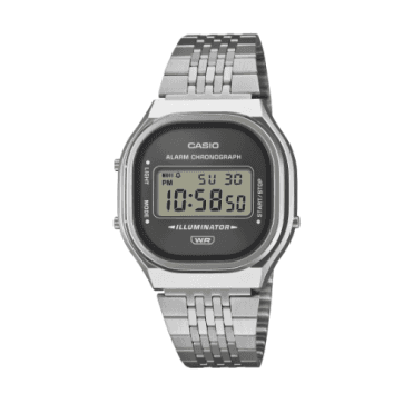 Vintage Black Digital Display Stainless Steel Bracelet Watch A140WE-8AEF