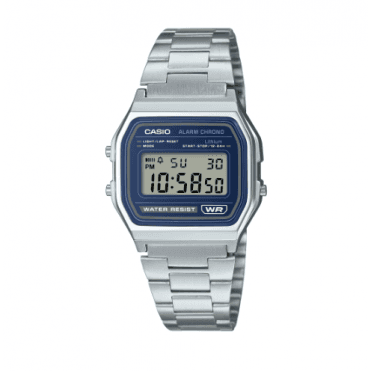 Vintage Blue Digital Display Stainless Steel Bracelet Watch A158WEA-2EF
