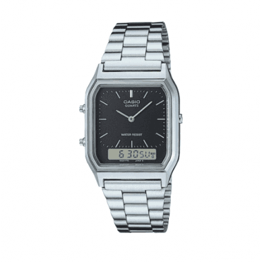 Vintage Digital & Analogue Black Dial Stainless Steel Bracelet Watch AQ-230A-1DMQYES