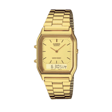 Vintage Digital & Analogue Gold Dial Gold Plated Bracelet Watch AQ-230GA-9DMQYES