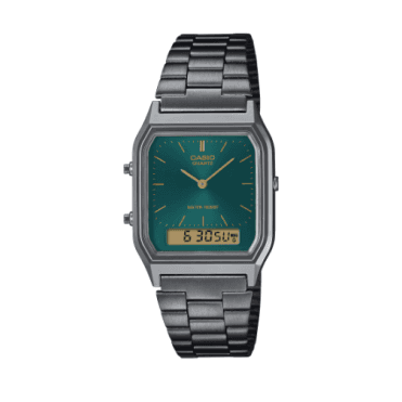 Vintage Digital & Analogue Teal Dial Gunmetal Bracelet Watch AQ-230EGG-3AEF
