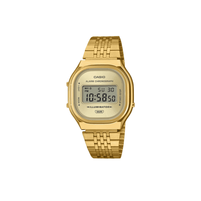 Casio Vintage Gold Digital Display Gold Plated Bracelet Watch A140WEG-9AEF
