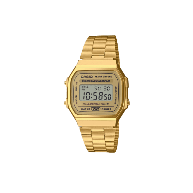 Casio Vintage Gold Digital Display Gold Plated Bracelet Watch A168WG-9EF