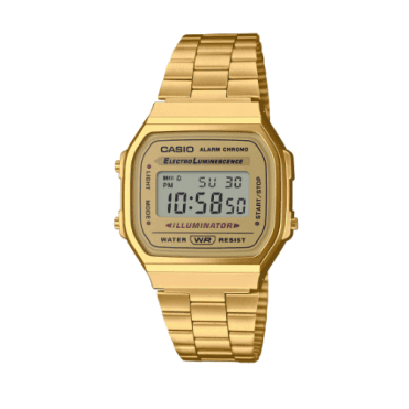 Vintage Gold Digital Display Gold Plated Bracelet Watch A168WG-9EF