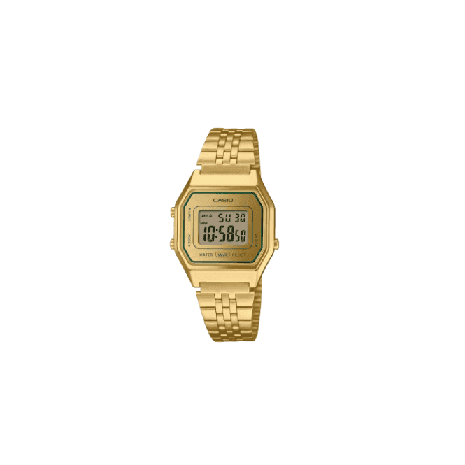 Casio Vintage Gold with Green Accents Digital Display Gold Plated Bracelet Watch LA670WEGV-9AEF