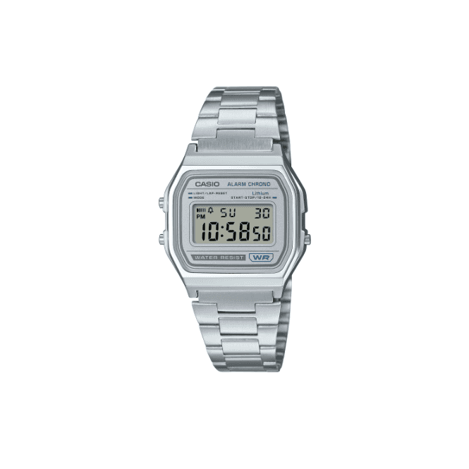 Casio Vintage Grey Digital Display Stainless Steel Bracelet Wach A158WEA-7EF