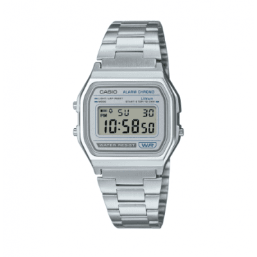 Vintage Grey Digital Display Stainless Steel Bracelet Wach A158WEA-7EF