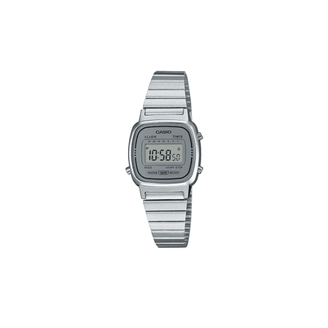 Casio Vintage Grey Digital Display Stainless Steel Bracelet Watch LA670WEA-7EF