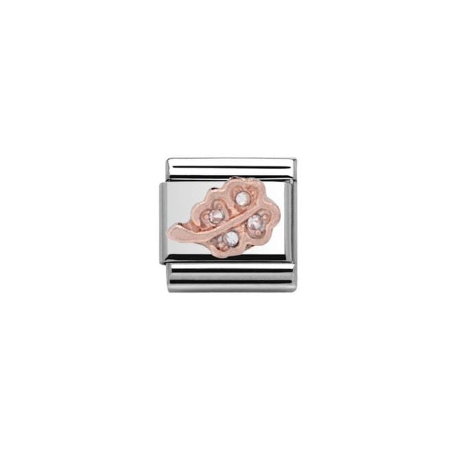 Charmlinks 4 Leaf Clover Stone Set Rose Silver Char