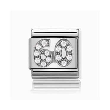 60 Stone Set Silver Charm