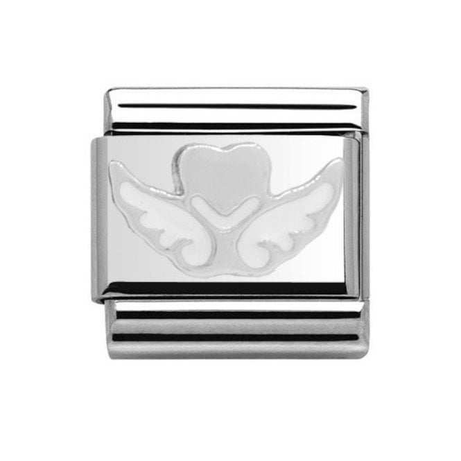 Charmlinks Angel Wings White Enamel Silver Charm