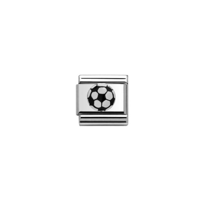 Charmlinks Black/White Football Silver Charm
