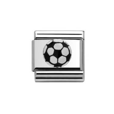 Black/White Football Silver Charm