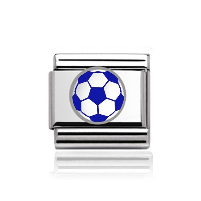 Charmlinks Blue/White Football Silver Charm