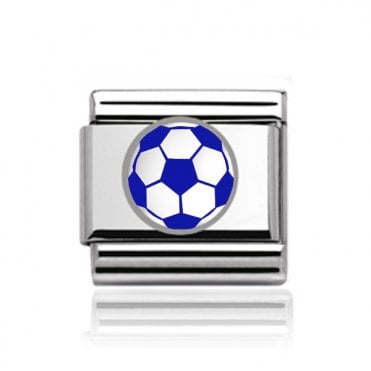 Blue/White Football Silver Charm