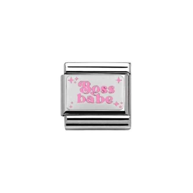 Charmlinks Boss Babe Pink Silver Charm