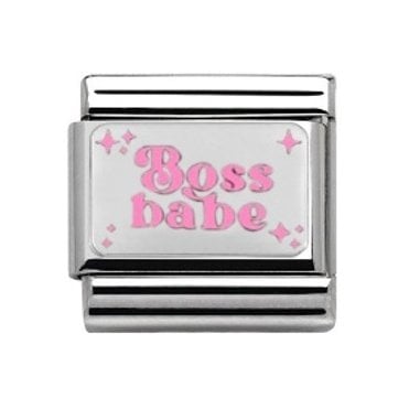 Boss Babe Pink Silver Charm