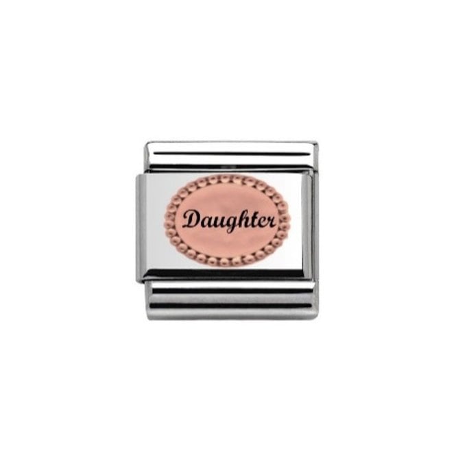Charmlinks Daughter in Oval Stone Set Rose & Silver Charm