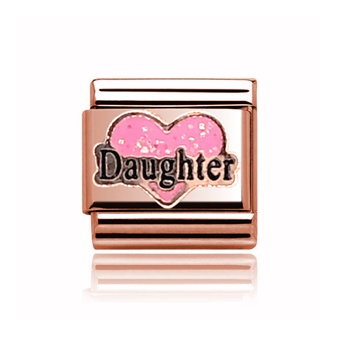 Charmlinks Daughter In Pink Heart Rose Rose Charm