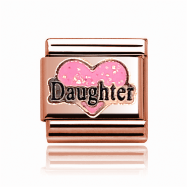 Daughter In Pink Heart Rose Rose Charm