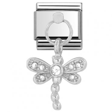 Dragonfly Silver Drop Charm