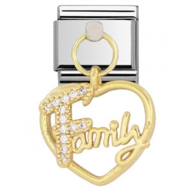 Family Gold Silver Drop Charm